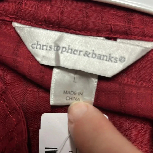 NWT 100% cotton jacket christopher & banks lightweight full zipper jacket red - Picture 9 of 10